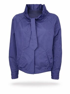 Blue Lightweight Jacket Tie Neck Cinched Waist Medium